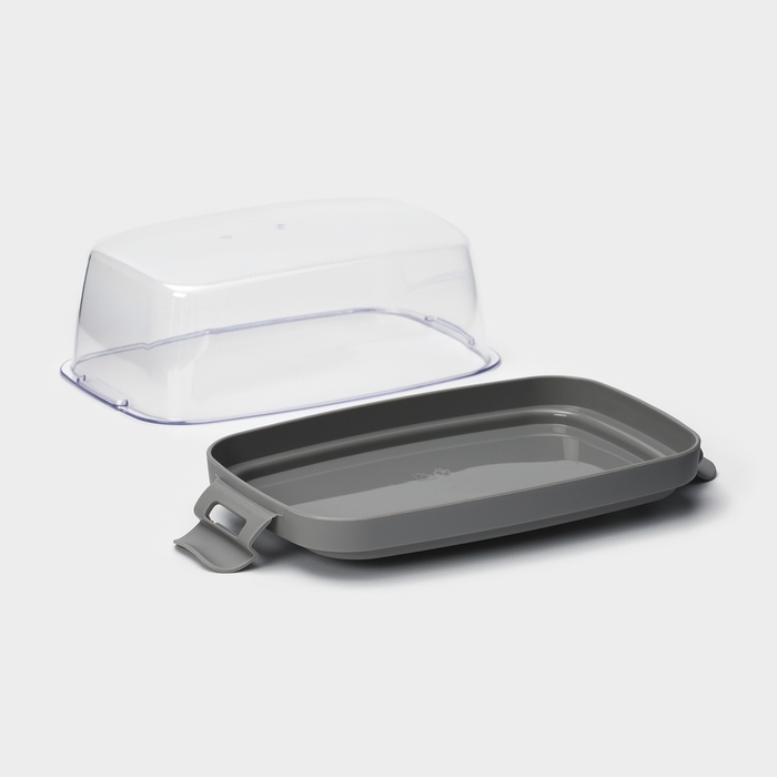 Маслёнка пластиковая &laquo;Летиция&raquo;, 16.5&times;10 см, цвет пыльно-серый