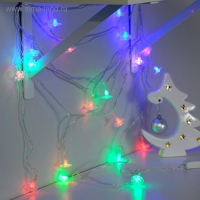 Гирлянда &laquo;Нить&raquo; 5 м с насадками &laquo;Цветочки&raquo;, IP20, прозрачная нить, 20 LED, свечение мульти (RG/RB), мигание, 220 В