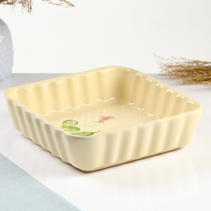 Емкость для запекания "Волна квадратная" 1,5л / 6,5х23х23см, горошек