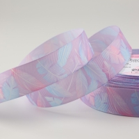 Лента репсовая &laquo;Пёрышки&raquo;, 25 мм, 23 &plusmn; 1 м, цвет сиреневый/голубой