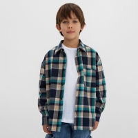 Рубашка для мальчика в клетку KAFTAN, р. 34 (122-128 см), синий Рубашка для мальчика в клетку KAFTAN, р. 34 (122-128 см), синий