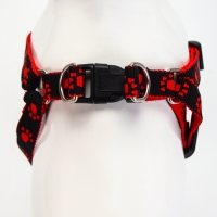 Комплект "Большая лапа", ширина 1,5 см, поводок 120 см, шлейка 28-42 см, красно-чёрный Комплект "Большая лапа", ширина 1,5 см, поводок 120 см, шлейка 28-42 см, красно-чёрный
