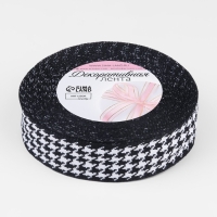 Лента декоративная &laquo;Гусиная лапка&raquo;, 25 мм, 9 &plusmn; 0,5 м, цвет чёрный/белый №002