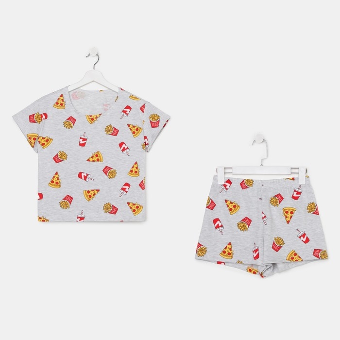 Пижама женская (футболка и шорты) KAFTAN Pizza р. 44-46, серый Пижама женская (футболка и шорты) KAFTAN Pizza р. 44-46, серый
