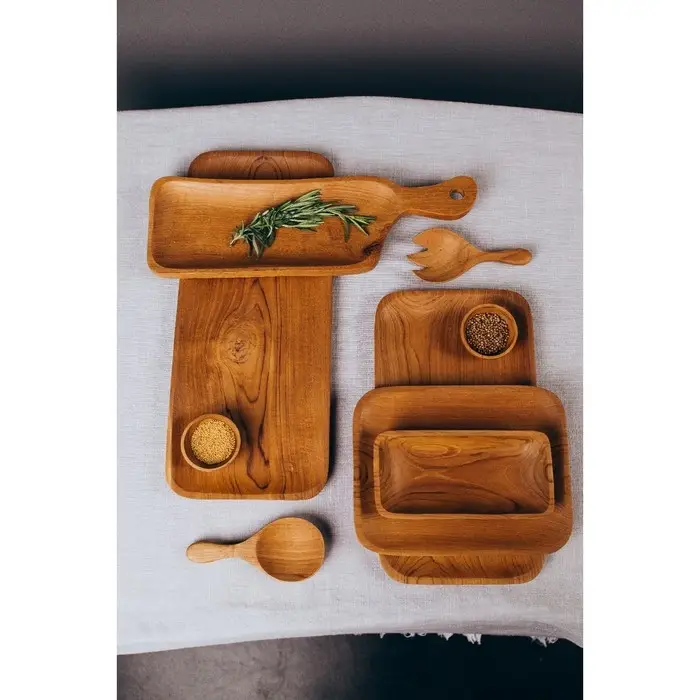 Блюдо 40х13х2 см, тиковое дерево