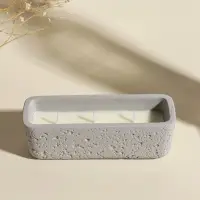 Свеча в вулканическом подсвечнике "Ящик" 3 хлопковых фитиля, серая 5,2х15х4,7 см