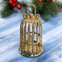 Украшение ёлочное "Клетка блеск" 12,5х6,5 см, золото Украшение ёлочное "Клетка блеск" 12,5х6,5 см, золото