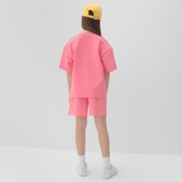 Комплект для девочки (футболка, шорты) MINAKU цвет розовый, рост 134