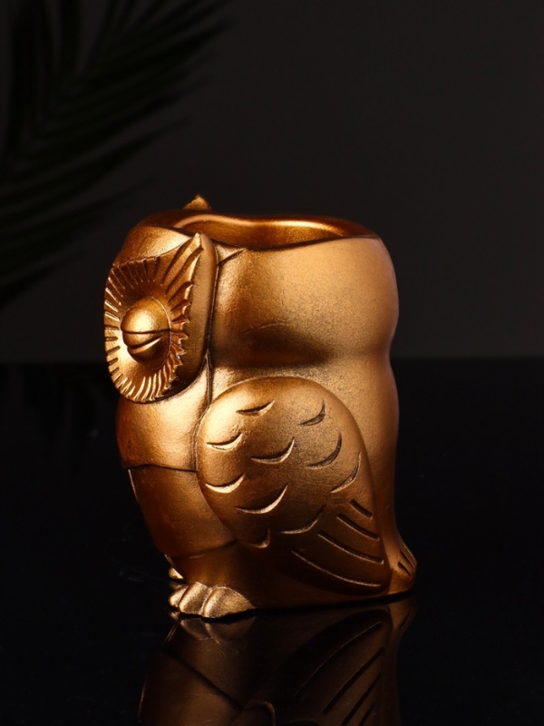 Кашпо "Сова" 10х7 см, цвет бронза