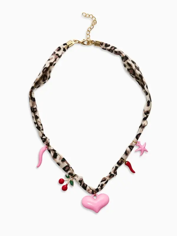 Колье "Новый стиль" микс подвесок, светлый леопард, в золоте 40+удл