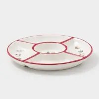 Менажница новогодняя Доляна &laquo;Волшебный праздник&raquo;, 5 секций, 25.5&times;3.1 см, доломит, белая