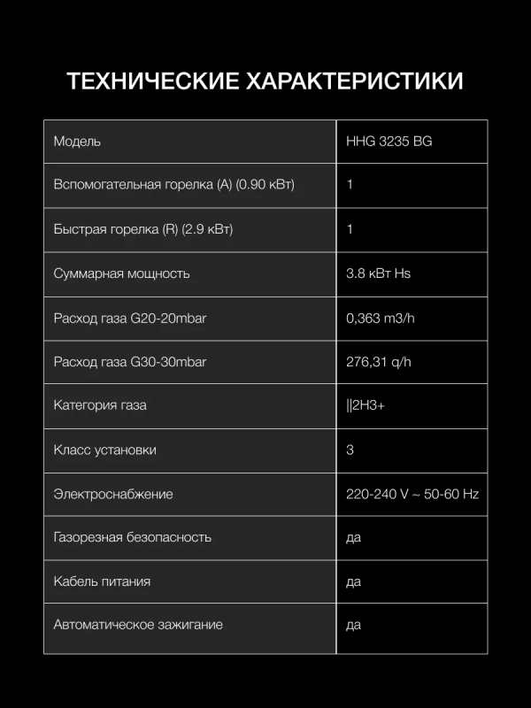 Газовая варочная поверхность HHG 3235 BG