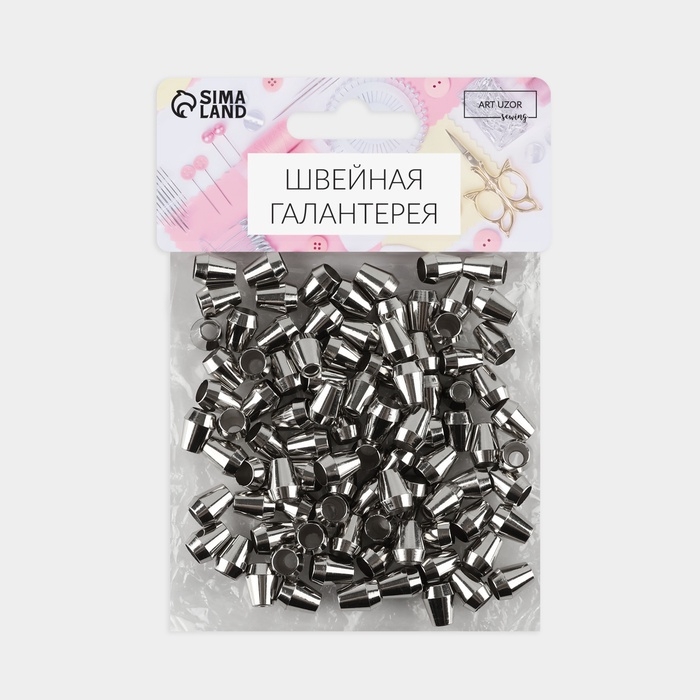 Наконечник для шнура, d = 4 мм, 13 × 10 мм, 100 шт, цвет серебряный Наконечник для шнура, d = 4 мм, 13 × 10 мм, 100 шт, цвет серебряный