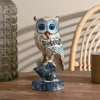 Сувенир дерево "Сова на ветке" синяя 23 см