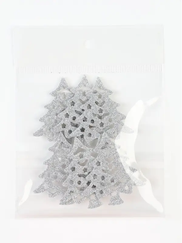 Декор "Серебряные елочки", набор 6 шт.