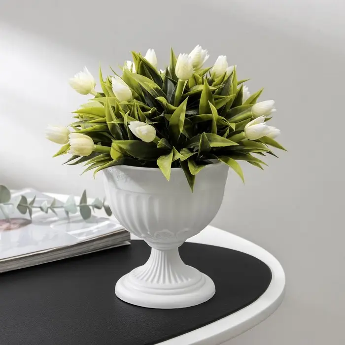 Вазон для цветов &laquo;Венеция&raquo;, 600 мл, d=14 см, h=14 см, пластиковый, белый