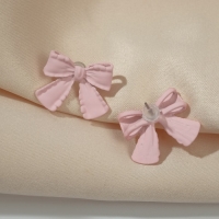 Серьги металл «Бантики» лента, цвет розовый Серьги металл «Бантики» лента, цвет розовый