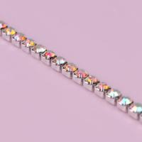 Цепь со стразами, с голографией, металл, стекло, 3,5 мм, 9 ± 1 м, цвет серебряный Цепь со стразами, с голографией, металл, стекло, 3,5 мм, 9 ± 1 м, цвет серебряный