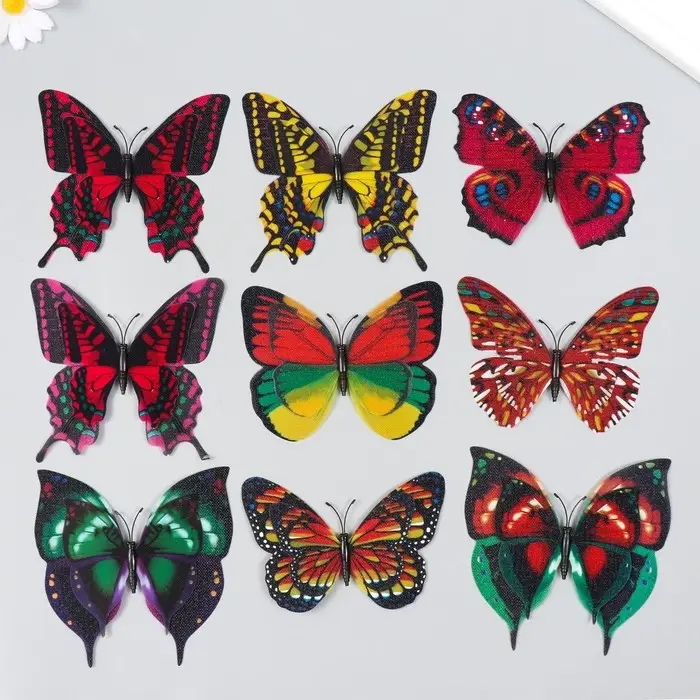 Магнит пластик "Бабочка двойные крылья" под текстиль блеск МИКС 8,5х12 см