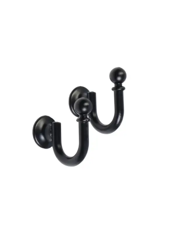 Крючок для штор ТУНДРА KS003, однорожковый, цвет черный, 2 шт