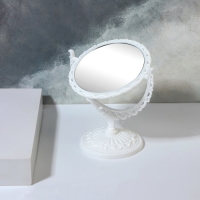 Зеркало настольное &laquo;Круг&raquo;, двустороннее, с увеличением, d зеркальной поверхности 9,5 см, цвет белый