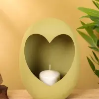 Подсвечник в форме сердца текстурный &laquo;Олива&raquo;, 16.5&times;8.5&times;22 +/- 1 см