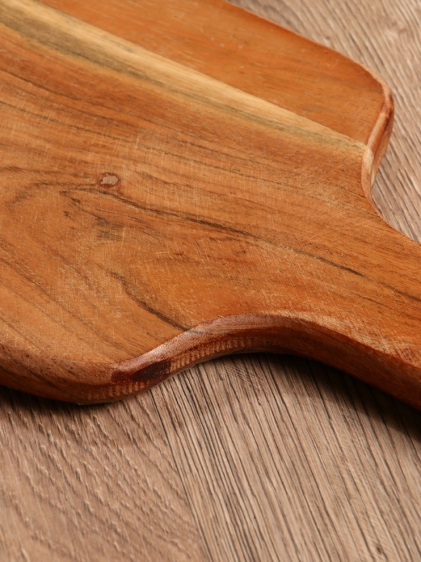 Доска разделочная прямоугольная "Черепаха и цветы" дерево манго 41х18 см