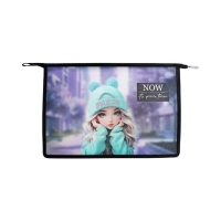 Папка для тетрадей А4, 330x230x100 мм, deVENTE "Paris Girl", молния сверху, пластиковая, для девочки