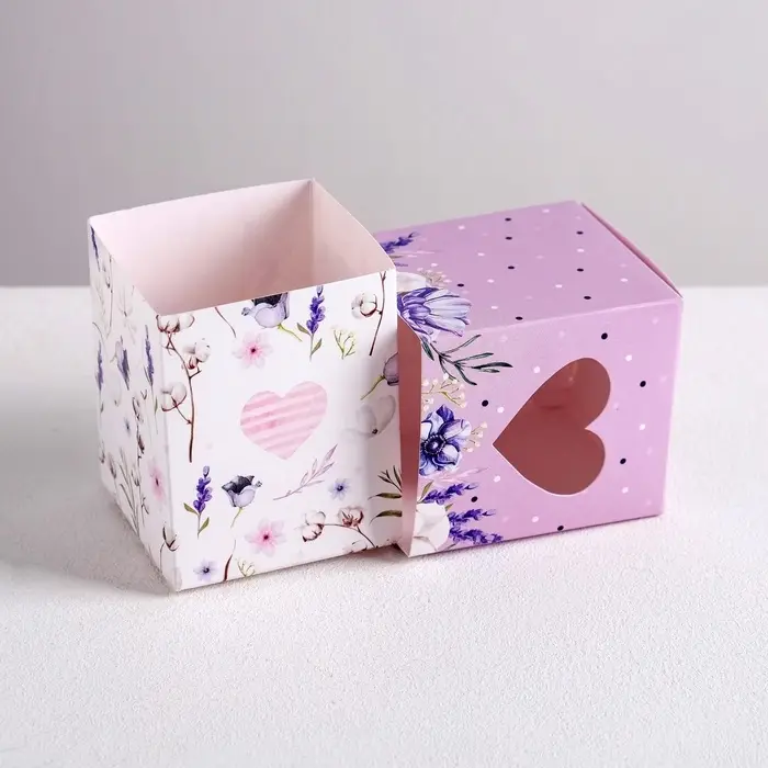 Коробка бонбоньерка, упаковка подарочная, &laquo;С любовью и нежностью&raquo;, 6 х 7 х 6 см