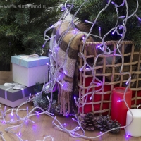 Гирлянда &laquo;Нить&raquo; 10 м, IP20, прозрачная нить, 100 LED, свечение фиолетовое, 8 режимов, 220 В