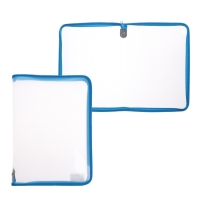 Папка пластиковая А4, 325 х 230 х 25 мм, молния вокруг, Calligrata "Офис", ПМ-А4-01, 0.5 мм, прозрачная, голубая