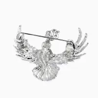 Брошь "Калибри с цветком", цвет белый в серебре