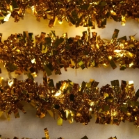 Гирлянда &laquo;Мишура&raquo; 1 м роса, IP20, золотистая нить, 22 LED, 6 слоёв, d=5 см, батарейки CR2032х2 (в комплекте), свечение тёплое белое