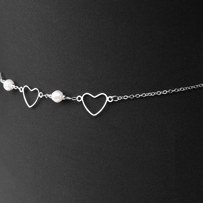 Портупея &laquo;Талия&raquo; жемчужины, цвет белый в серебре, 68 см + 25 см удлинитель