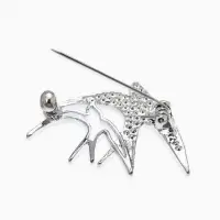 Брошь "Ласточки", цвет белый в серебре