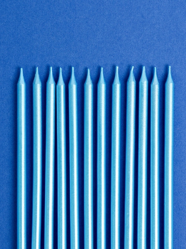 Свечи для торта "Ройс", 12 шт, голубой металлик