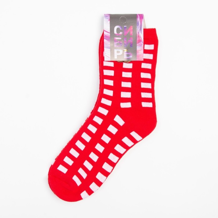 Носки детские махровые, цвет красный/белый, размер 16