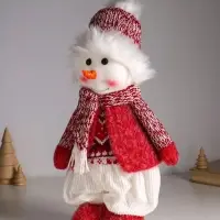 Кукла интерьерная "Снеговичок в бело-красном наряде" раздвижная 44-65 см 22х14х44 см