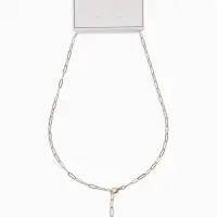 Цепь с бусиной "Жемчужина", вытянутое звено, цвет белый в золоте