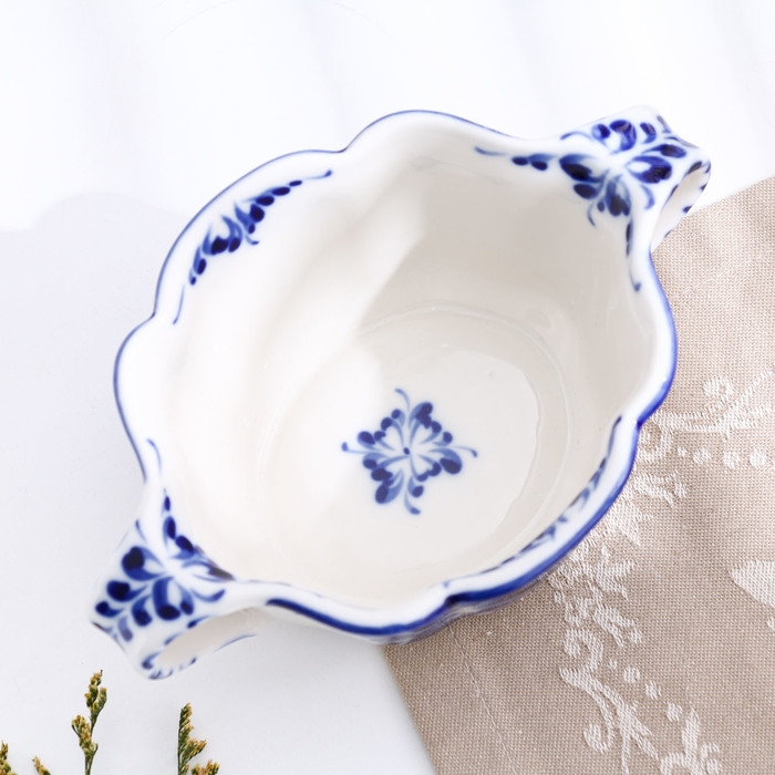 Бульонница &laquo;Ивушка&raquo;, с ручками, H=7 см, 0,35 л, гжель