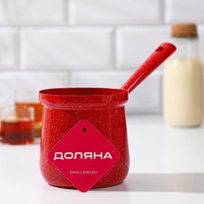 Турка для кофе Доляна &laquo;Мрамор рэд&raquo;, 800 мл, d=10 см, антипригарное покрытие, индукция, красная