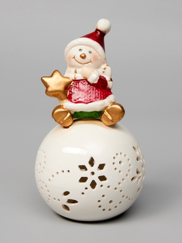 Светодиодная фигура "Снеговик на шаре" 13.2х8.8х8.8, 1 LED, LR44x3(в компл.), Т/БЕЛЫЙ