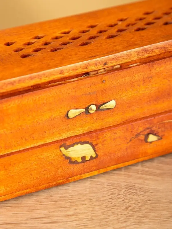 Пенал для благовония двойной с хранением, дерево шишам 30,5 см