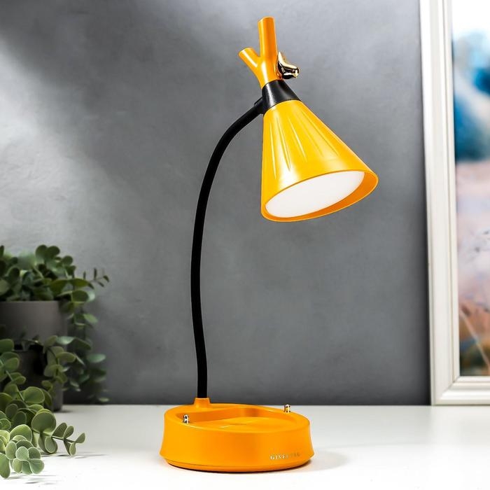 Настольная лампа с диммером 16299/1YL LED 4Вт USB АКБ 3000-6000К желтый 12,3х12,3х37 см RISALUX  544