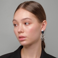 Серьги металл &laquo;Врата&raquo; два овала, цвет серебро