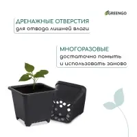 Горшок для рассады, 250 мл, d=9 см, h=8 см, пластик, чёрный, Greengo