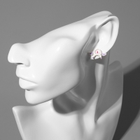 Серьги с эмалью &laquo;Монстрики&raquo; с крылышками, цвет бело-розовый