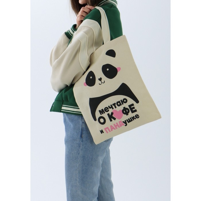 Шопер детский для девочки Панда без молнии, без подкладки, цвет бежевый Шопер детский для девочки Панда без молнии, без подкладки, цвет бежевый