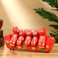 Сувенир "Кошачье семейство" дерево 20х5х10 см, цв. красный