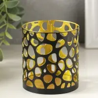 Подсвечник "Цилиндр №2" металл 7,5х7,5х8 см, черный с золотом